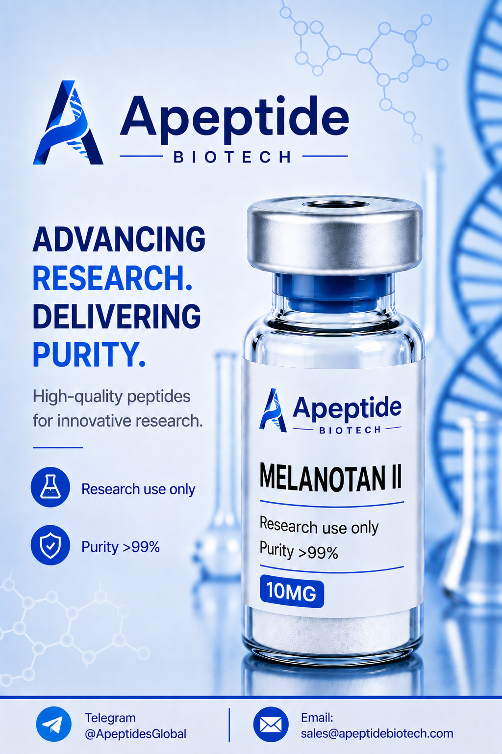 Melanotan II peptide vial for research